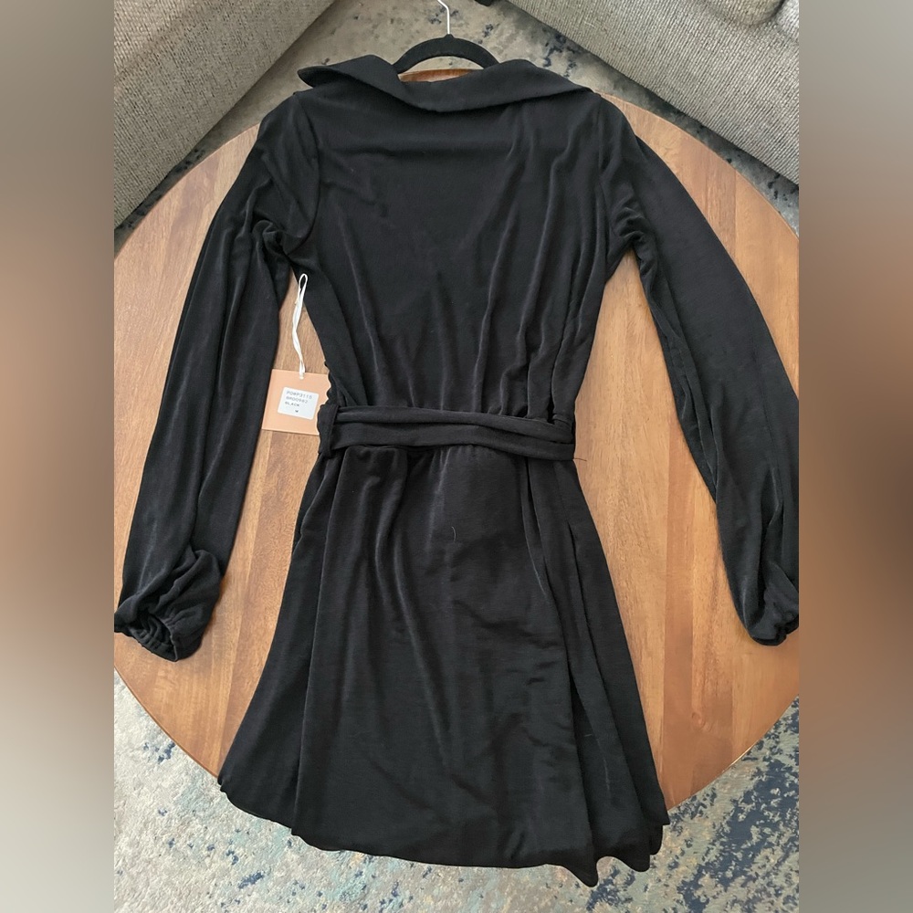 BAILEY ROSE BLACK LONG SLEEVE “ROBE” MINI DRESS - Picture 2 of 3